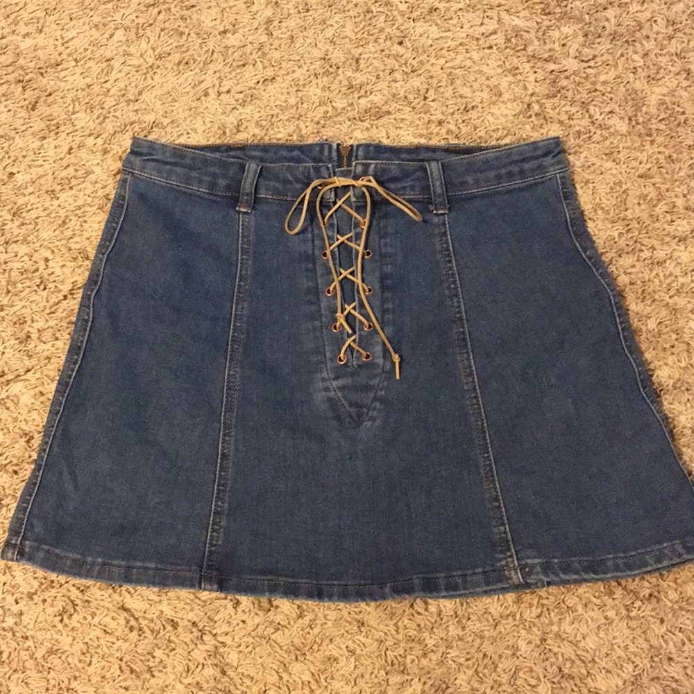 Denim miniskirt! No flaws.